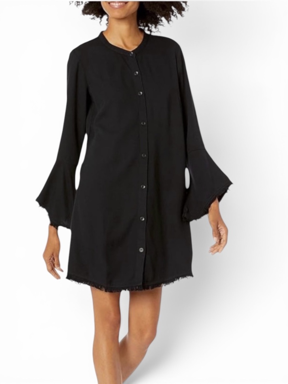 Classic [Splendid] Black Button Down NWT Frayed Bell Sleeve Dress | Medium 6 - 8